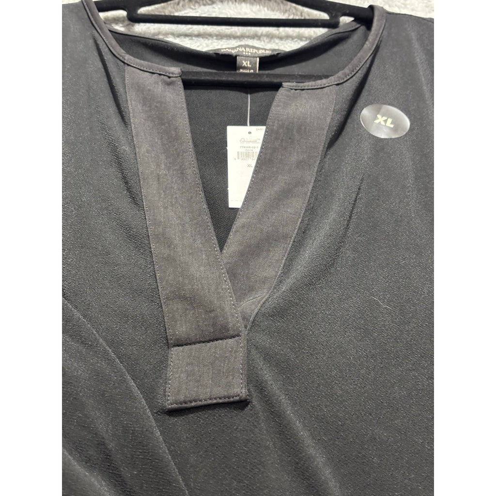 Banana Republic XL Black Womens V-Neck Long Sleeve Tunic Top Casual Cozy