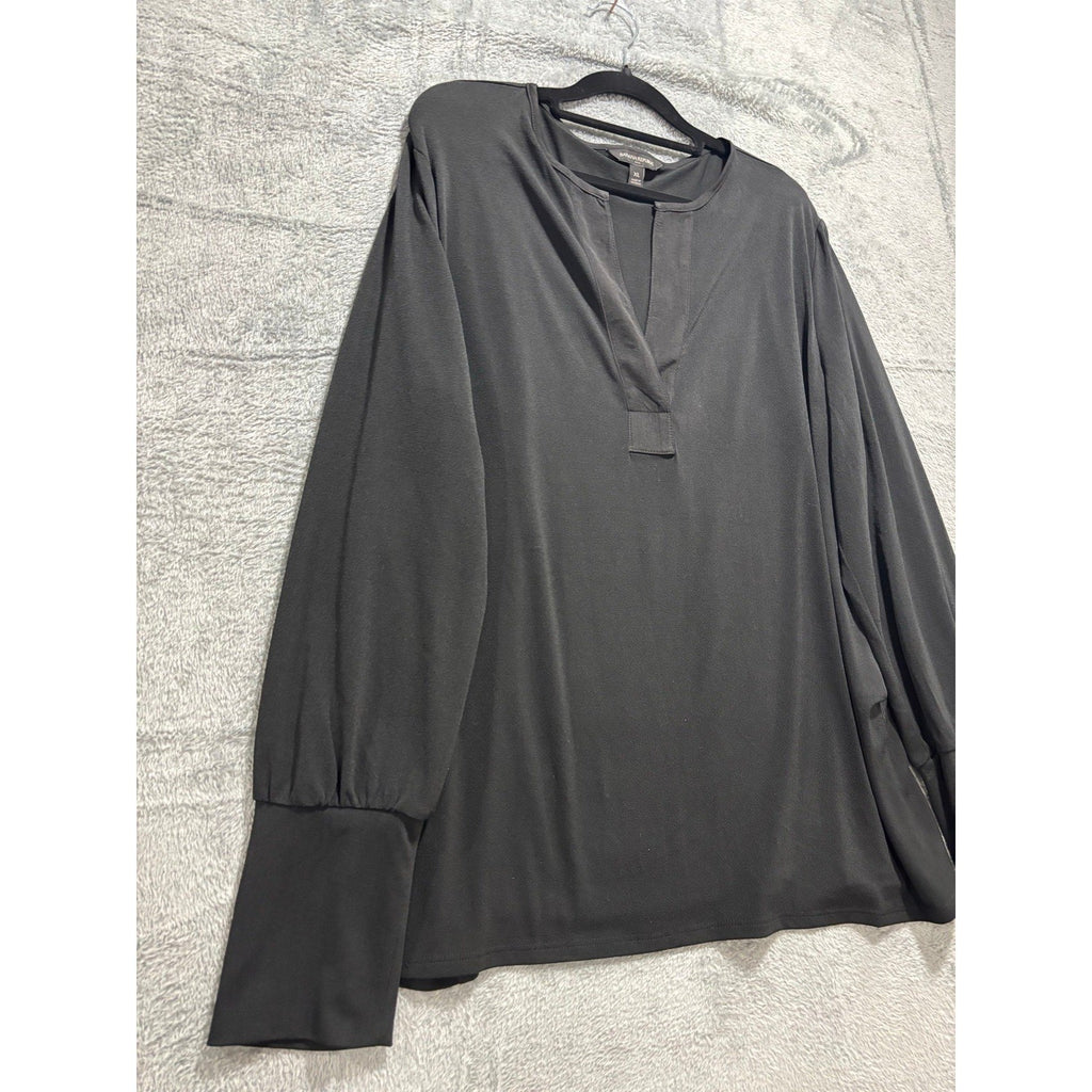 Banana Republic XL Black Womens V-Neck Blouse Long Sleeve Casual Vintage Top