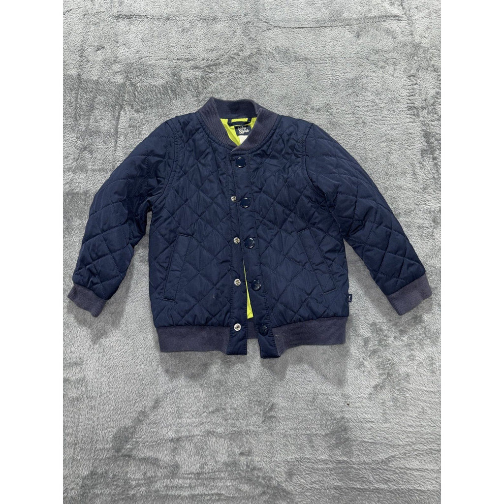 baby B'gosh Toddler Boy 3T Bomber Jacket Navy Blue Quilted Snap Front