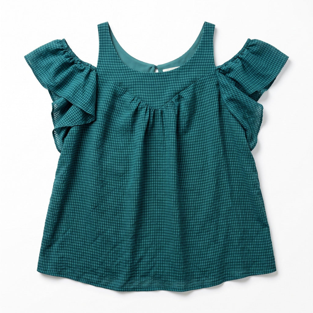 Maeve Womens 2 Teal Cold Shoulder Ruffle Sleeve Blouse