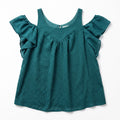Maeve Womens 2 Teal Cold Shoulder Ruffle Sleeve Blouse