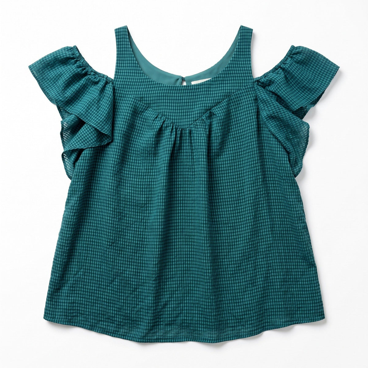 Maeve Womens 2 Teal Cold Shoulder Ruffle Sleeve Blouse