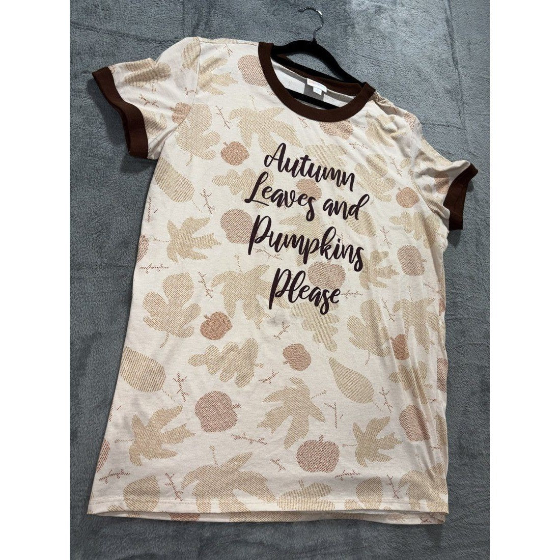 LuLaRoe Women's Cream Fall Ringer Tee Size XL, photo 4 of 10