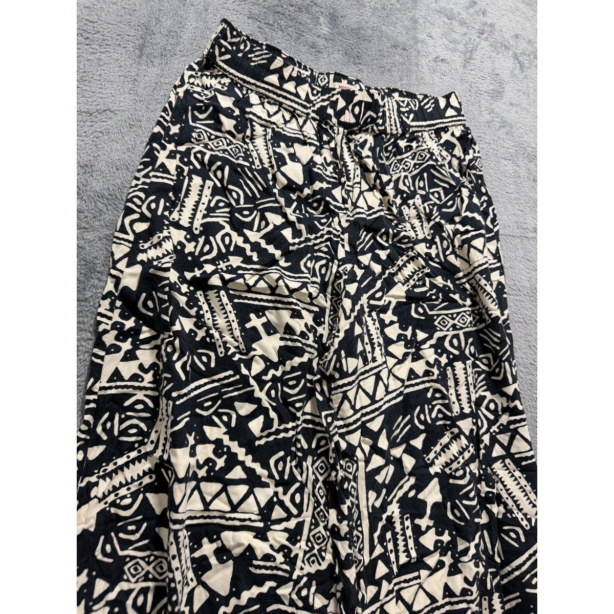 Mossimo Supply Co S/P Womens Black Cream Printed Wide Leg Pants Boho Casual