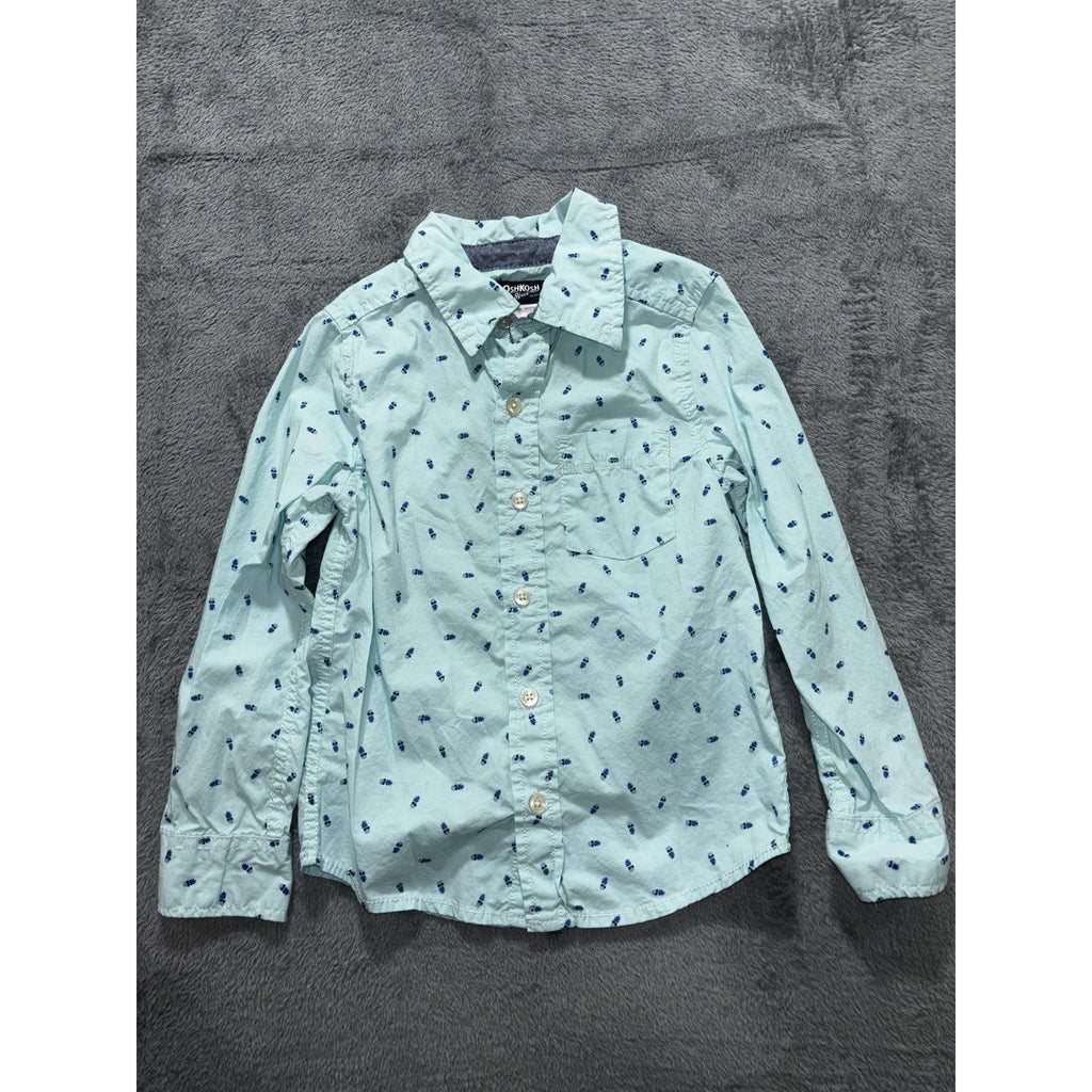 OshKosh B'gosh Carter's Boys Size 6 4 Piece Bundle Button Up Shirts Aqua Plaid