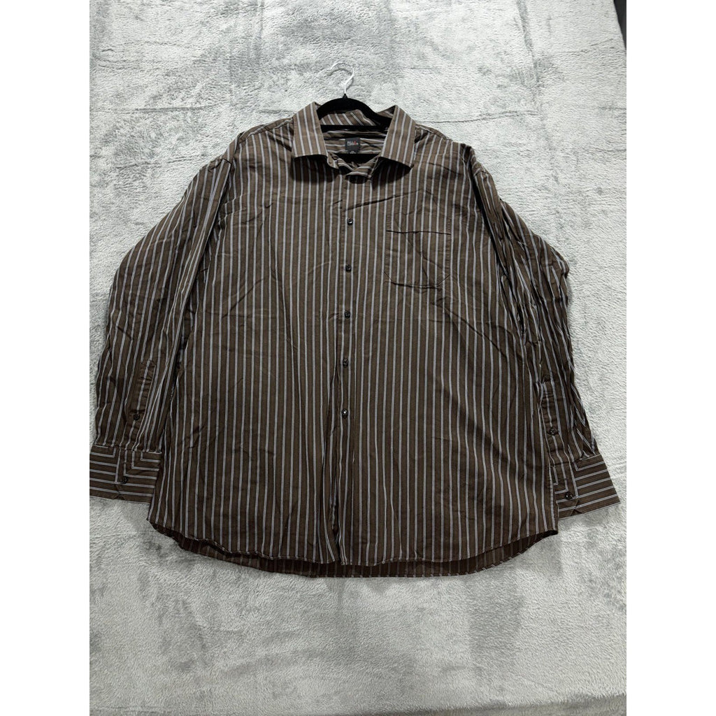Billy London Men's Brown Stripe Dress Shirt Size XXL