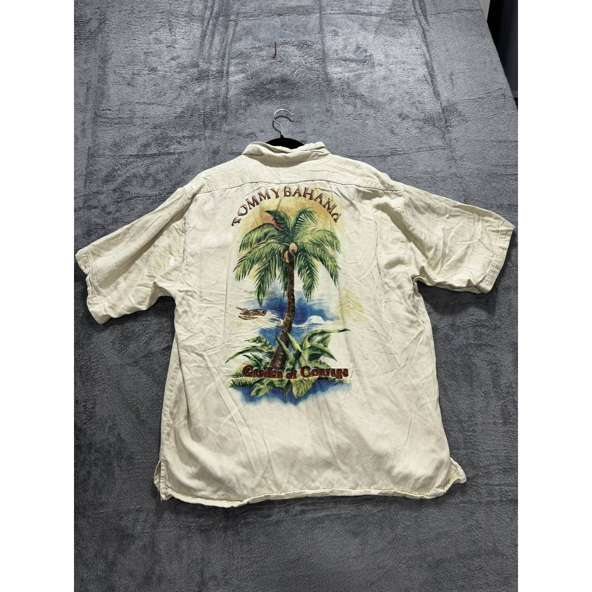 Tommy Bahama Men's Cream Palm Tree Camp Shirt Size L, photo 7 of 10