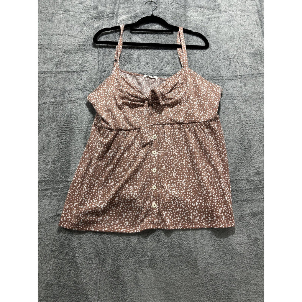 maurices Womens XXL NWT Brown Floral Tie Front Cami Top Casual