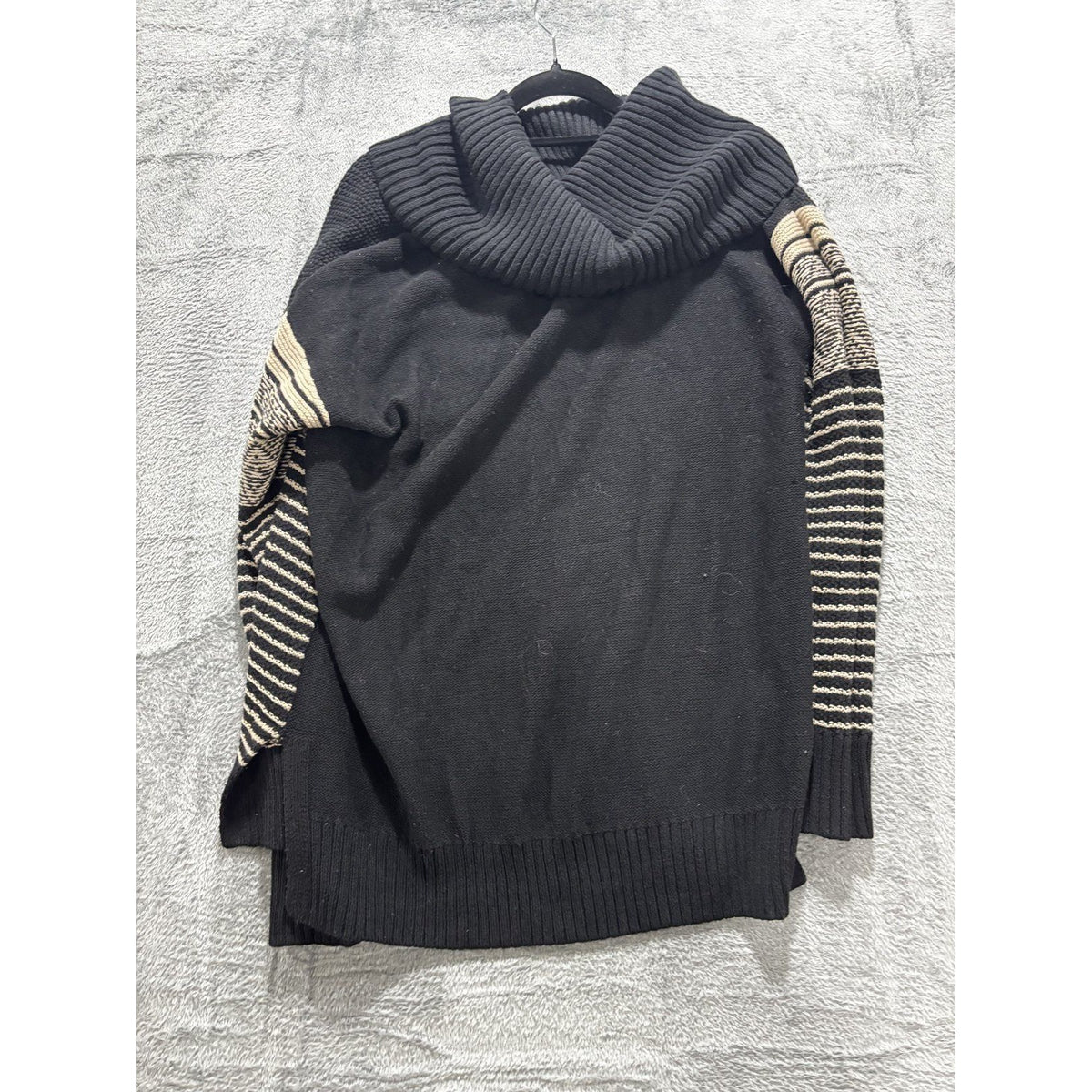 Maurices Womens L Black Tan Fair Isle Cowl Neck Sweater Cozy Casual