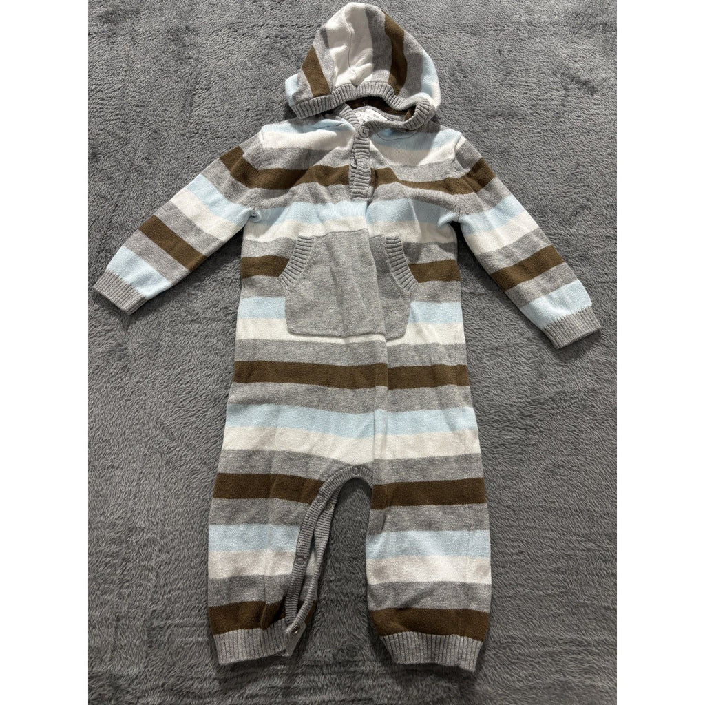 Carter's Baby Boy 12M 5 Piece Bundle Moose Bodysuit Pants Cardigan Gray Tan
