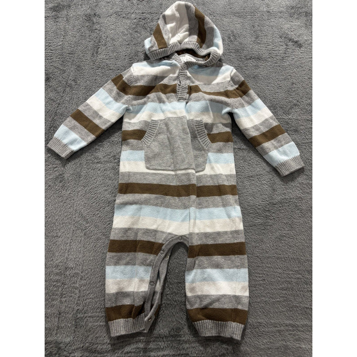 Carter's Baby Boy 12M 5 Piece Bundle Moose Bodysuit Pants Cardigan Gray Tan