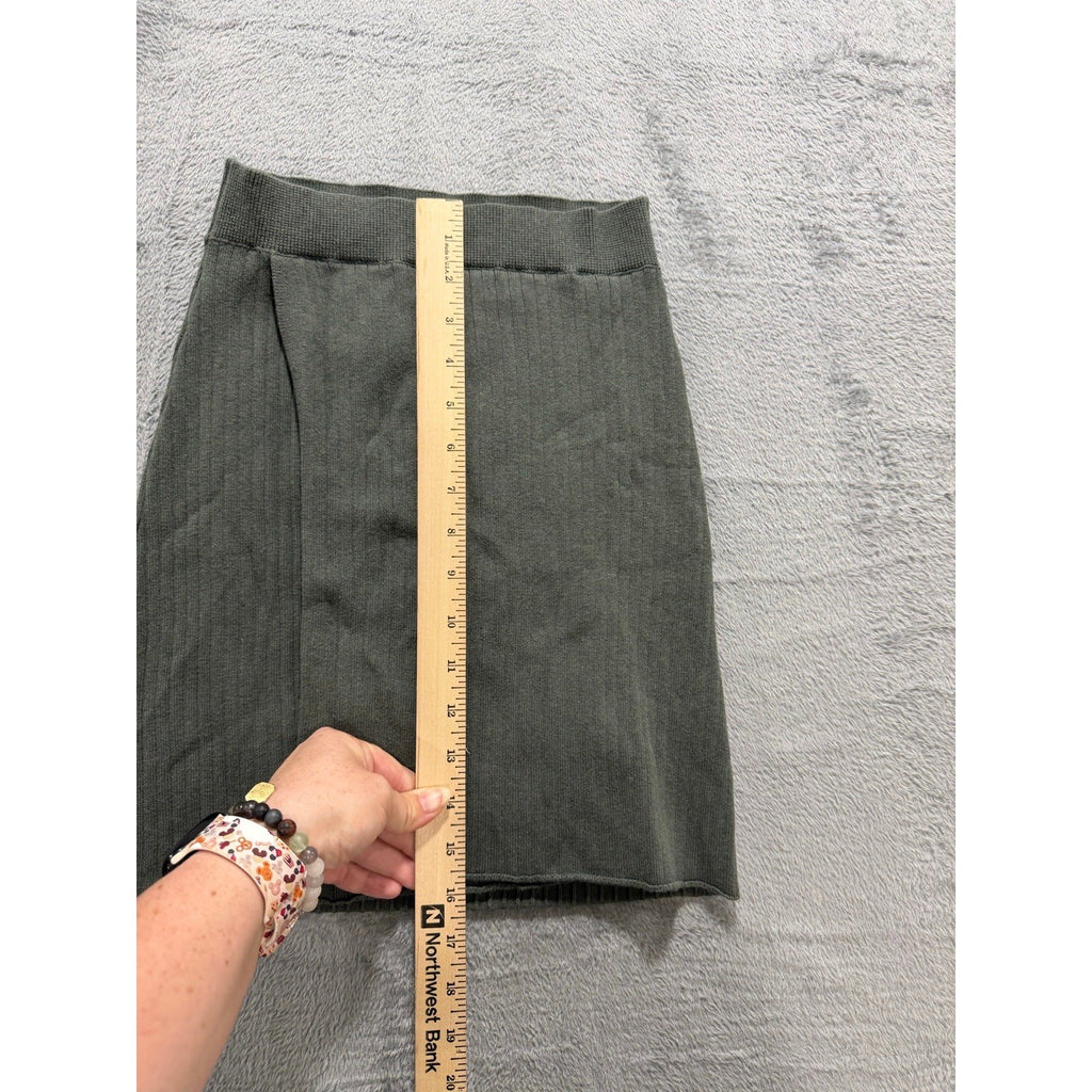 Free People XS Green Ribbed Knit Wrap Mini Skirt Womens Boho Casual