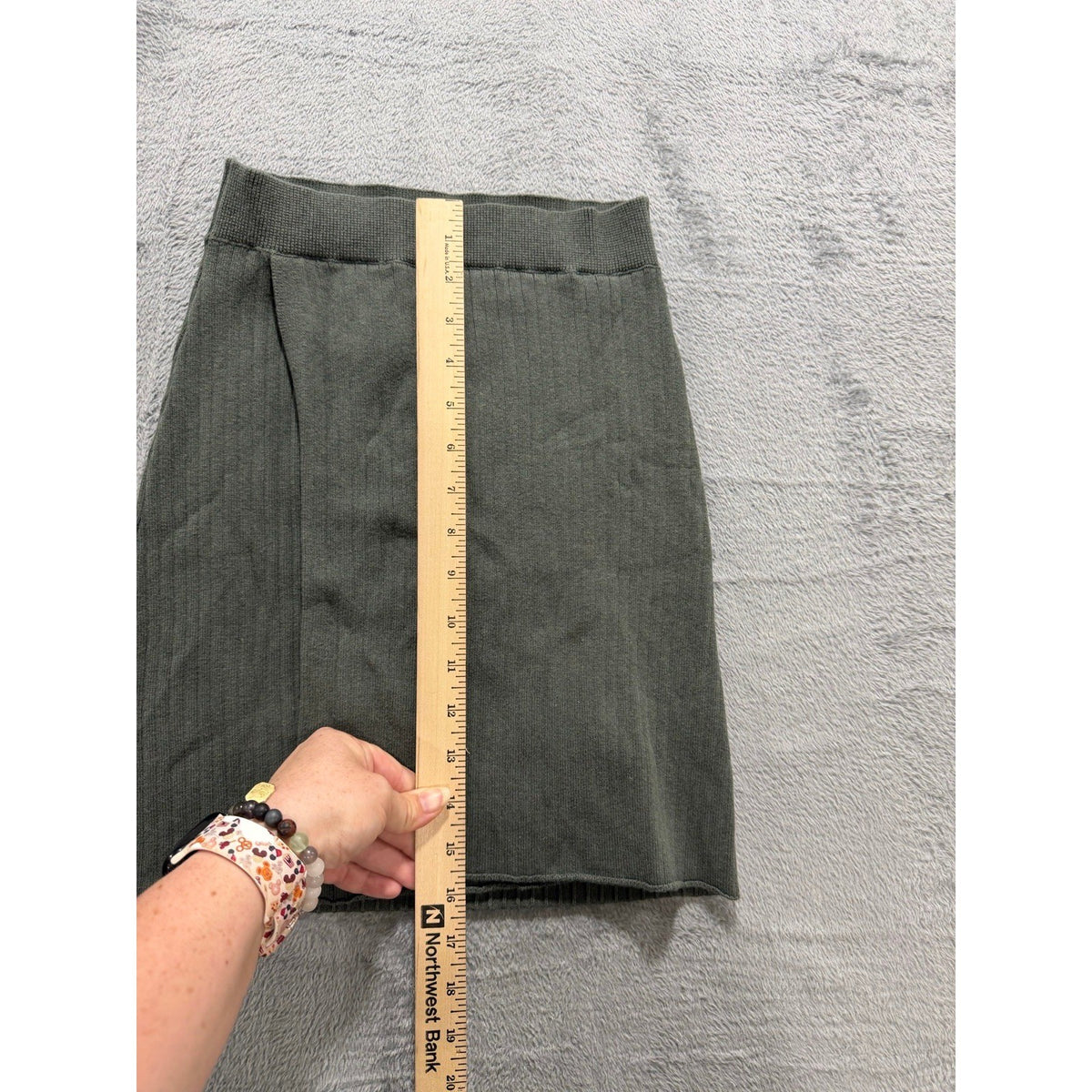 Free People XS Green Ribbed Knit Wrap Mini Skirt Womens Boho Casual