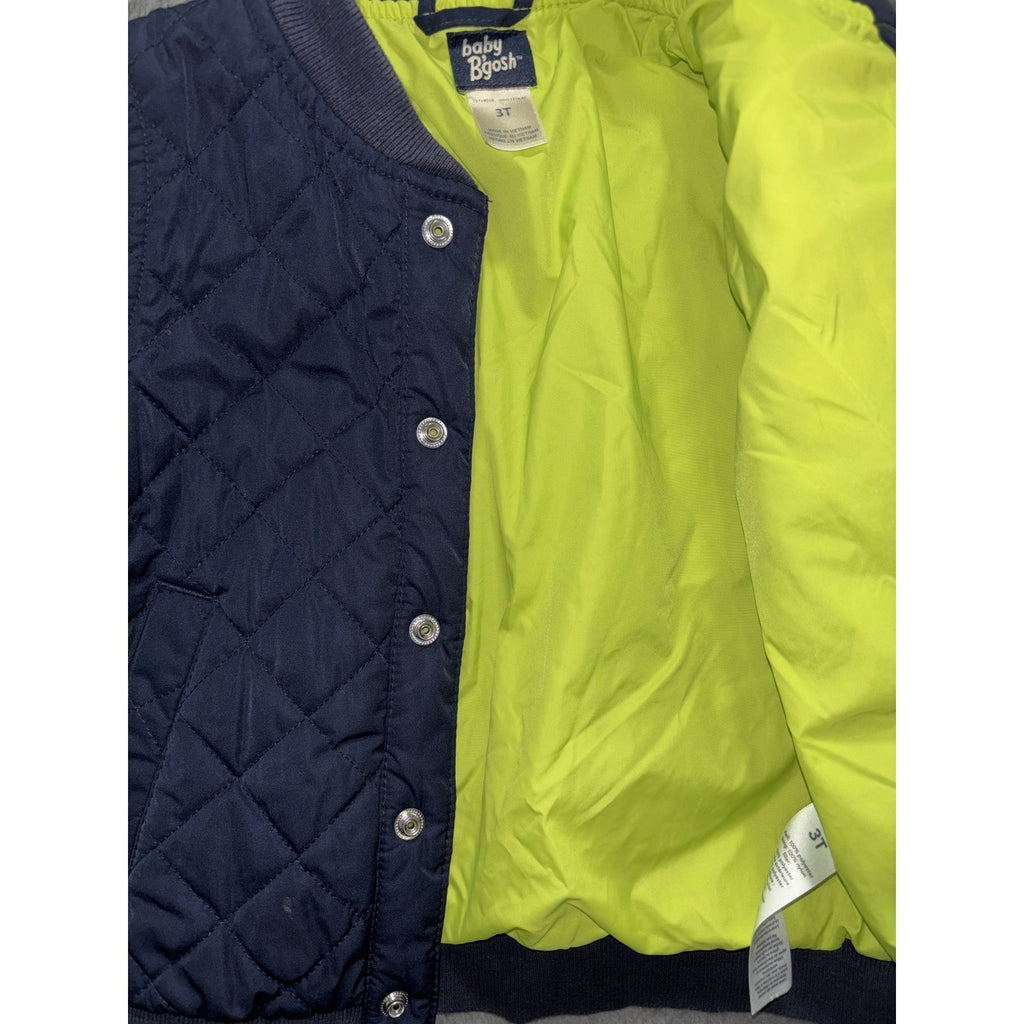 baby B'gosh Toddler Boy 3T Bomber Jacket Navy Blue Quilted Snap Front
