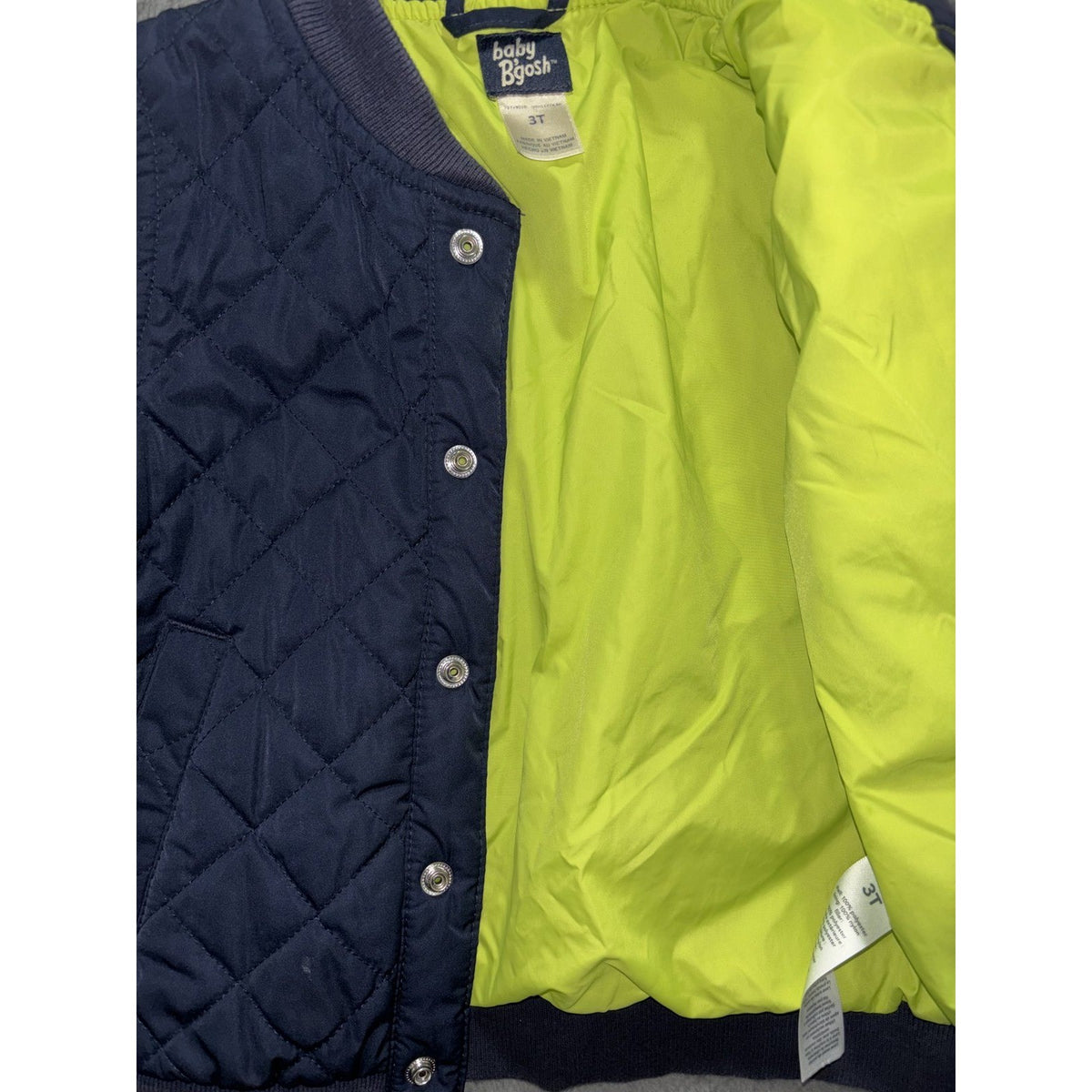 baby B'gosh Toddler Boy 3T Bomber Jacket Navy Blue Quilted Snap Front