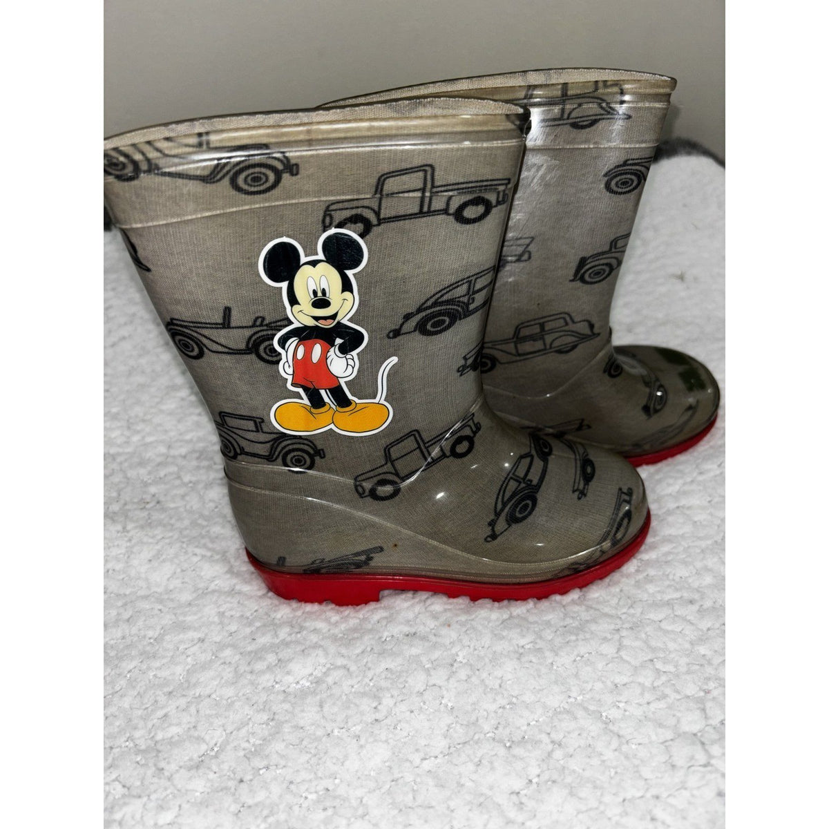 Disney Mickey Mouse Toddler 3T Clear Rain Coat and Size 7 Rain Boots Set