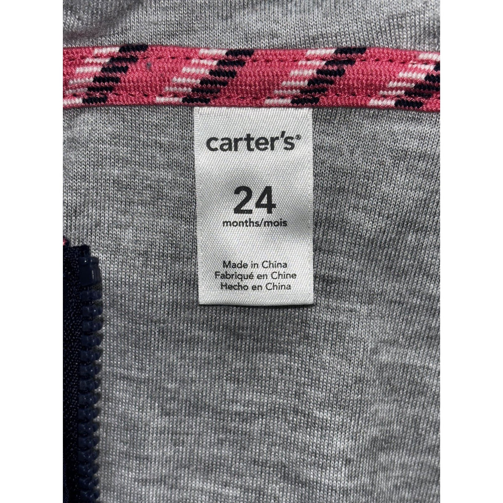 Carter's Baby Girl 24M Hooded Windbreaker Jacket Navy Pink Super Cute Lined