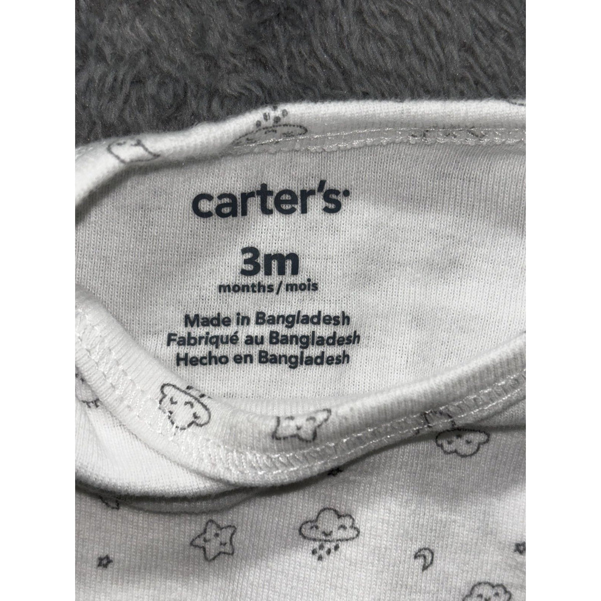 Carter's Baby Boy 3M 6 Piece Bundle Hoodie Sleeper Bodysuits Pants Blue Gray