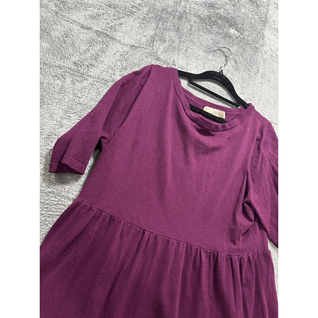 Ann Taylor Loft Womens XL Plum Purple Peplum Top Short Sleeve Casual