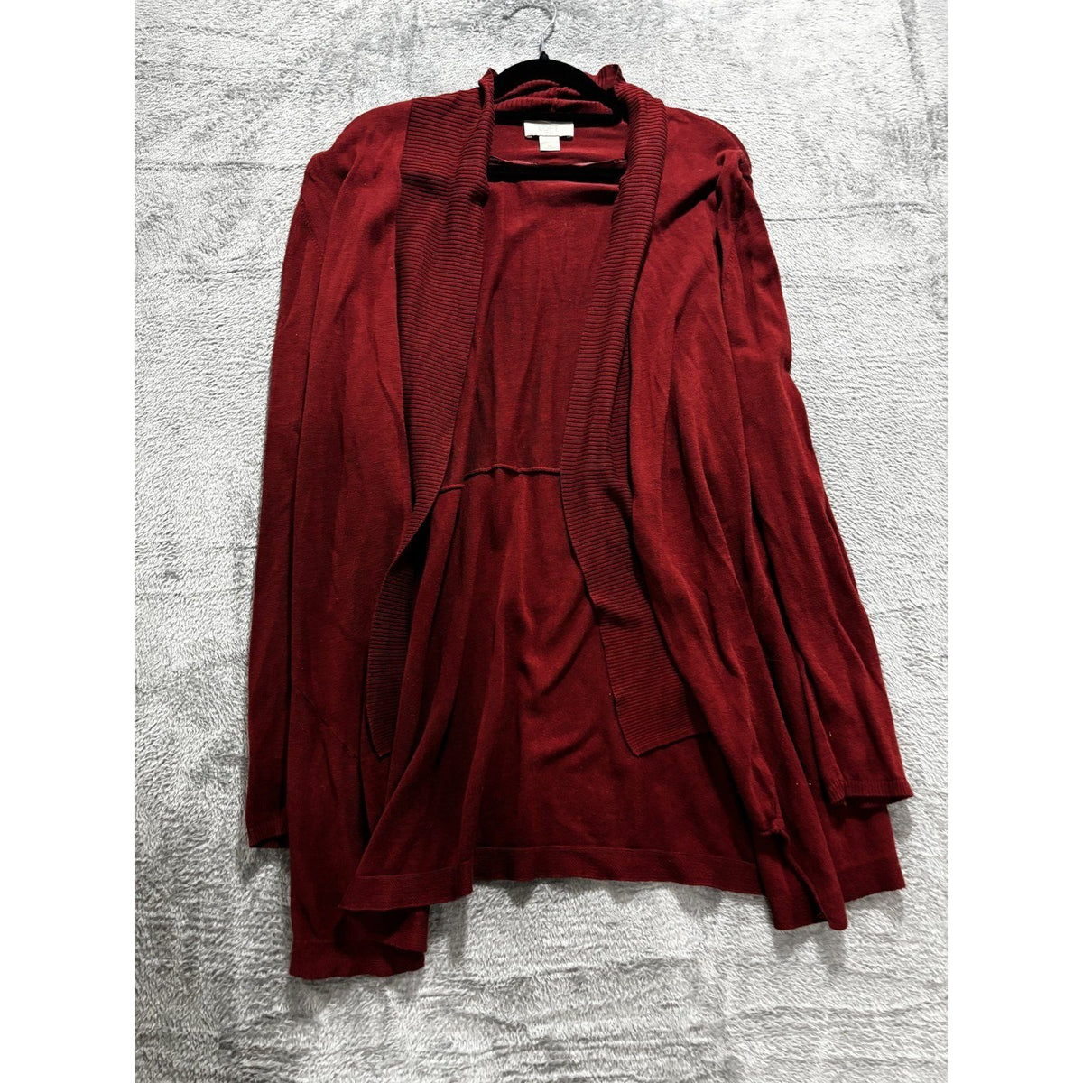 LOFT Outlet Womens XL Burgundy Open Front Waterfall Cardigan Sweater Casual