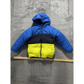 WonderKids Toddler 5T Puffer Jacket Blue Yellow Color Block Hooded Fleece Lined
