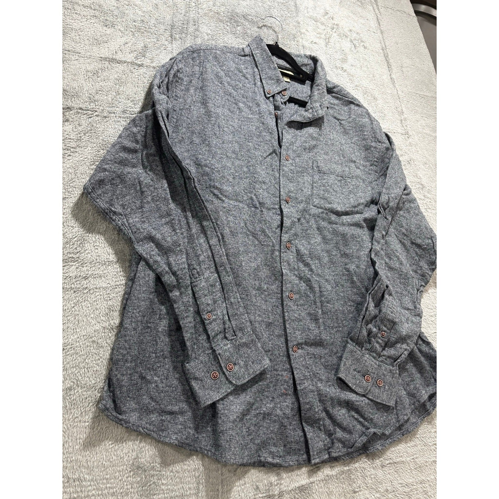 Haggar XL Blue Gray Flannel Shirt Long Sleeve Cotton Mens