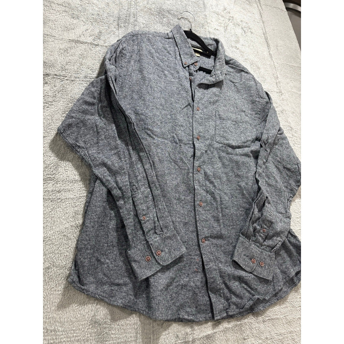 Haggar XL Blue Gray Flannel Shirt Long Sleeve Cotton Mens