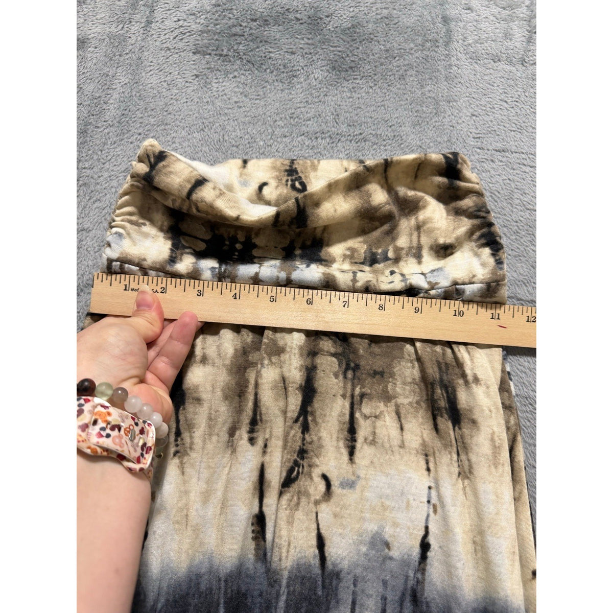 Joe B Womens S Tan Black Tie Dye Maxi Skirt Fold Over Waist Boho Vintage