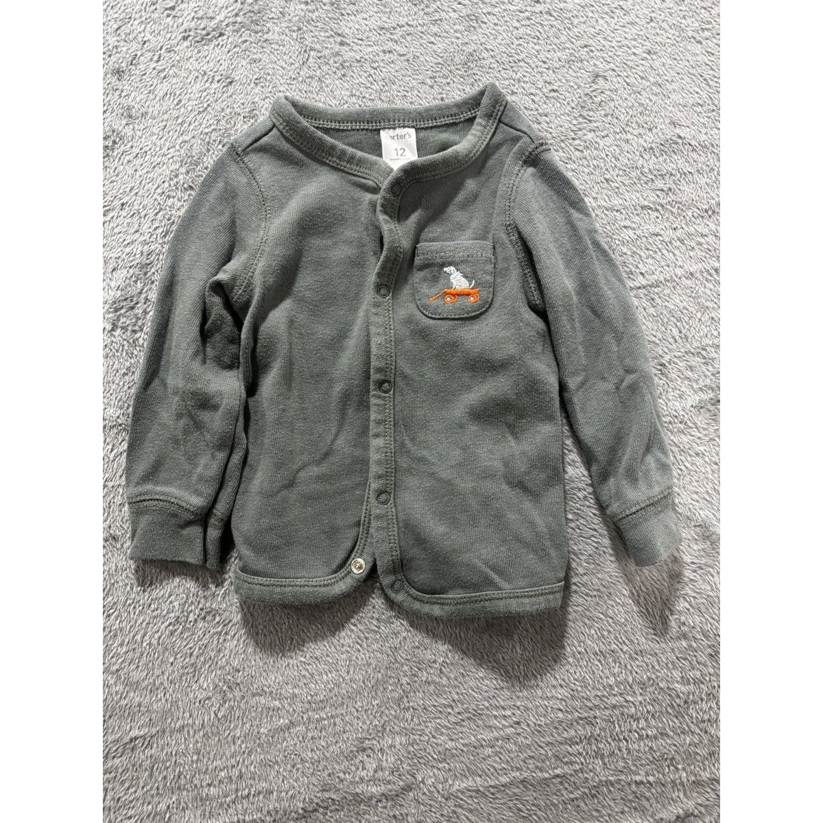 Carter's Baby Boy 12M 5 Piece Bundle Moose Bodysuit Pants Cardigan Gray Tan