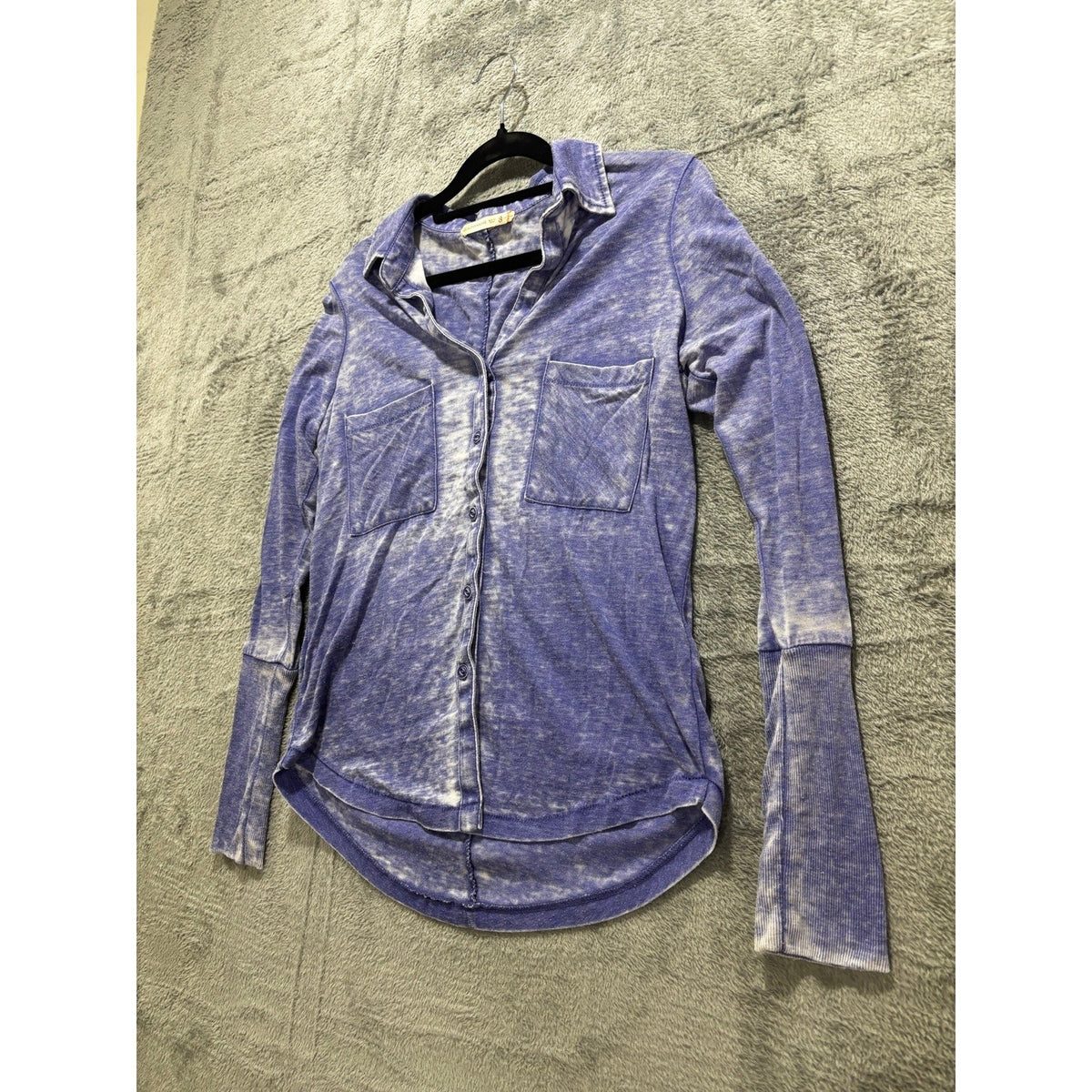 Alternative Womens S Purple Burnout Long Sleeve Button Front Shirt Top