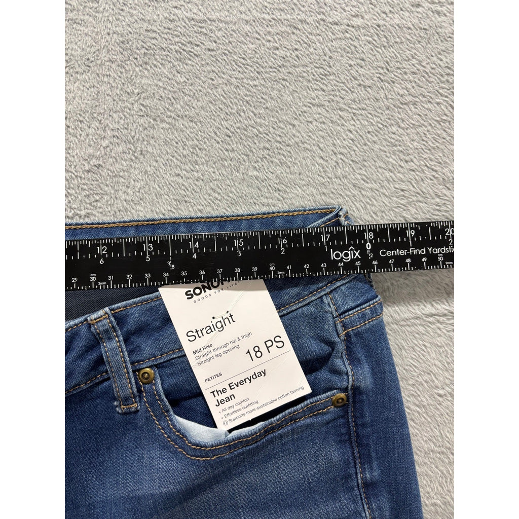 Sonoma 18PS Blue Straight Leg Everyday Jean Womens Casual Vintage Mid Rise Denim