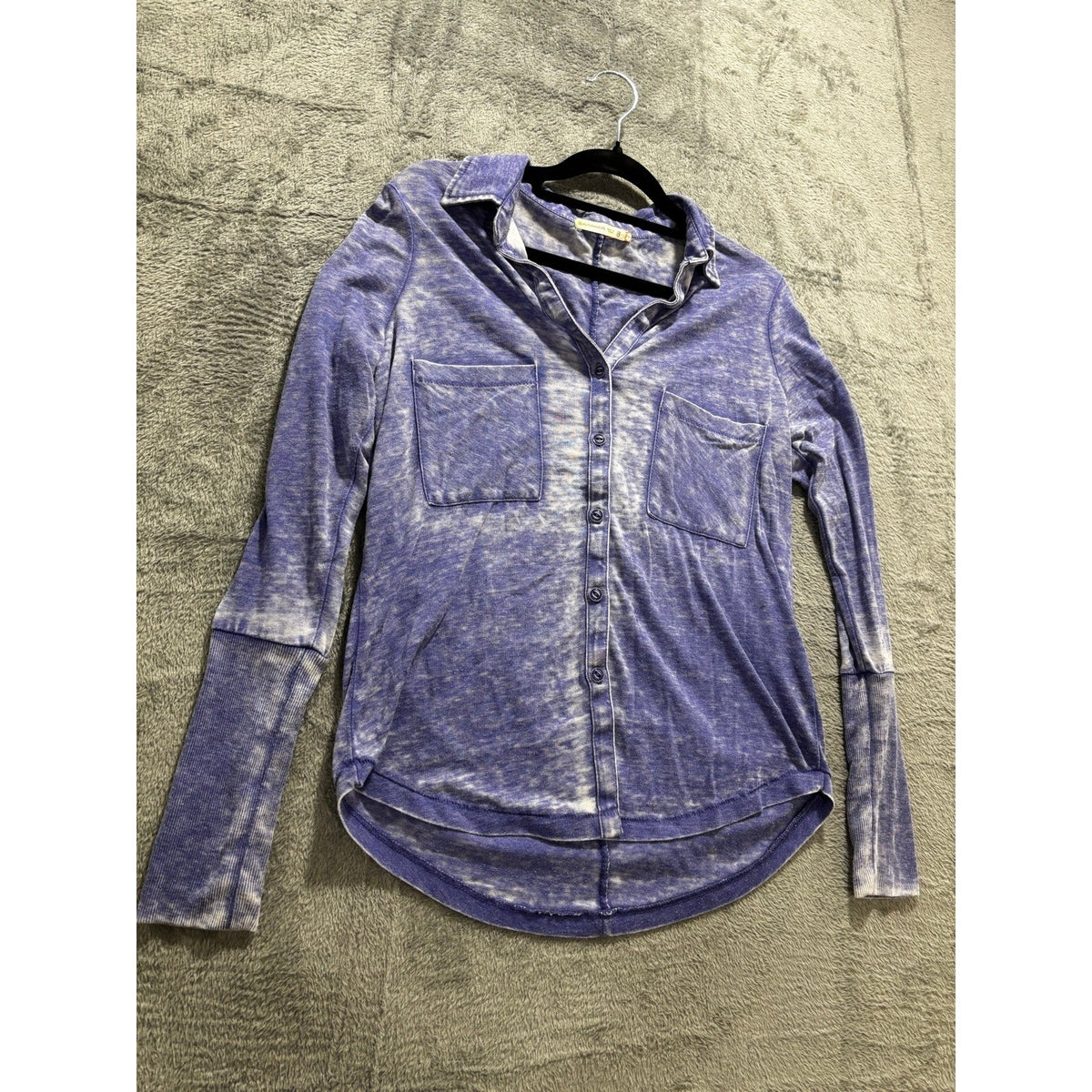 Alternative Womens S Purple Burnout Long Sleeve Button Front Shirt Top