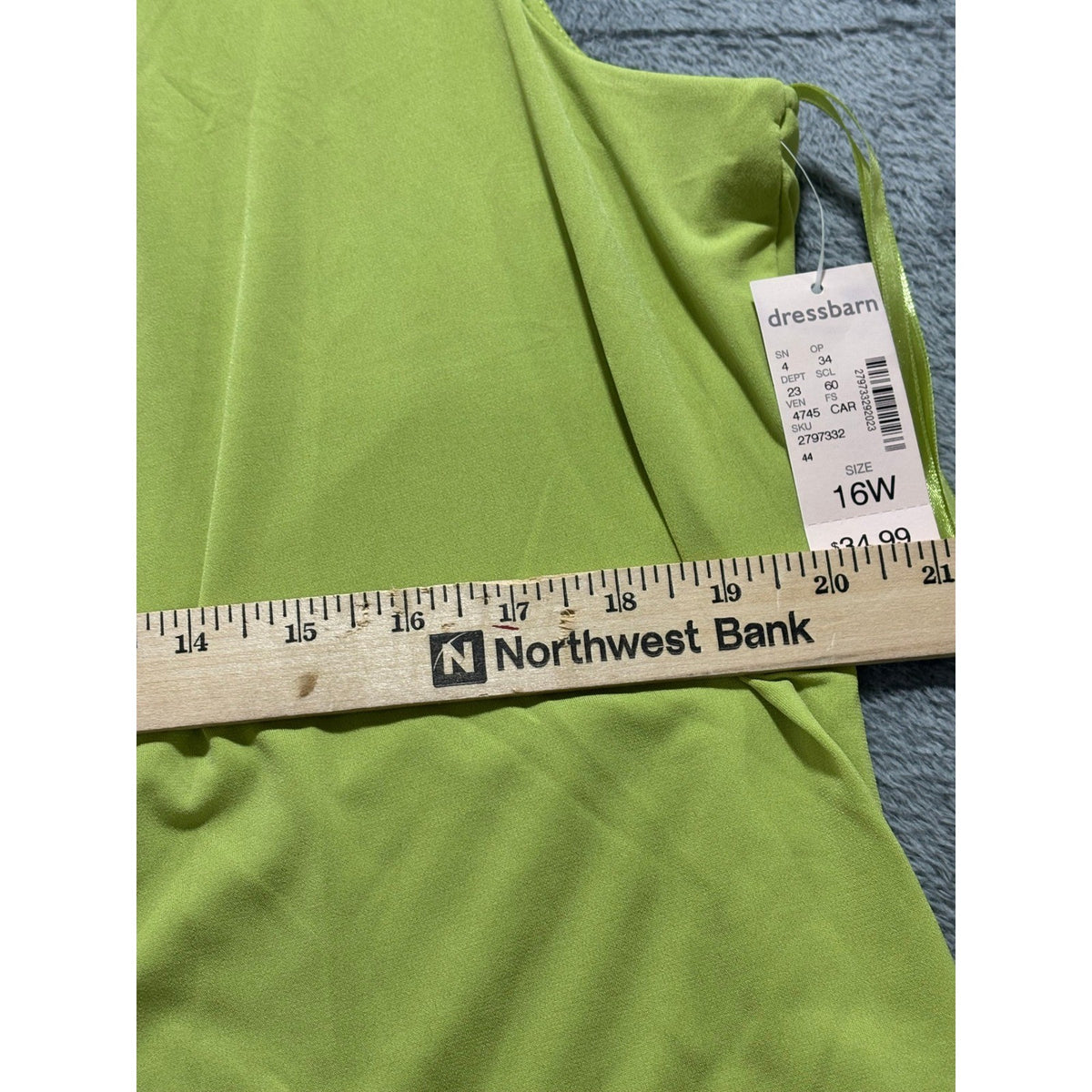 Jones Studio 16W Lime Green Sleeveless Pleated Neck Womens Tank Top Vintage NWT