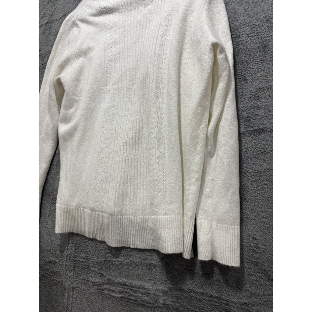 Old Navy Womens XL Ivory Cream Mock Neck Sweater Pointelle Casual Cozy