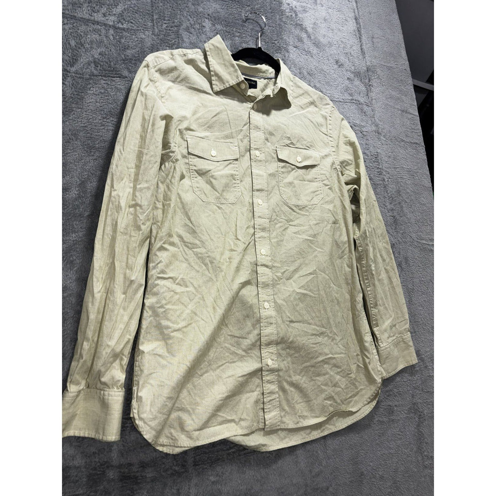 Banana Republic Mens L Khaki Green Long Sleeve Button Up Dress Shirt Casual