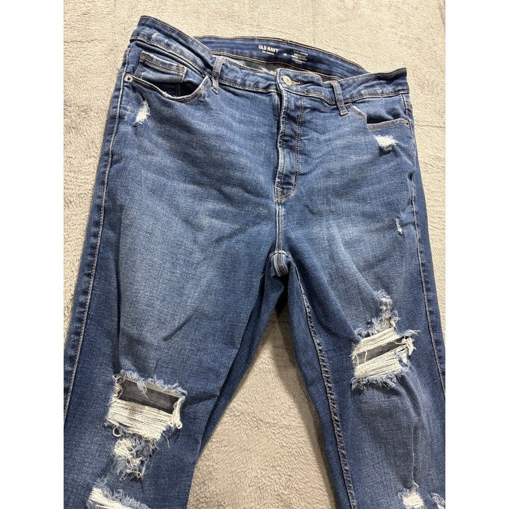 Old Navy 16 Blue Rockstar Super Skinny Extra High Rise Womens Jeans Casual Boho