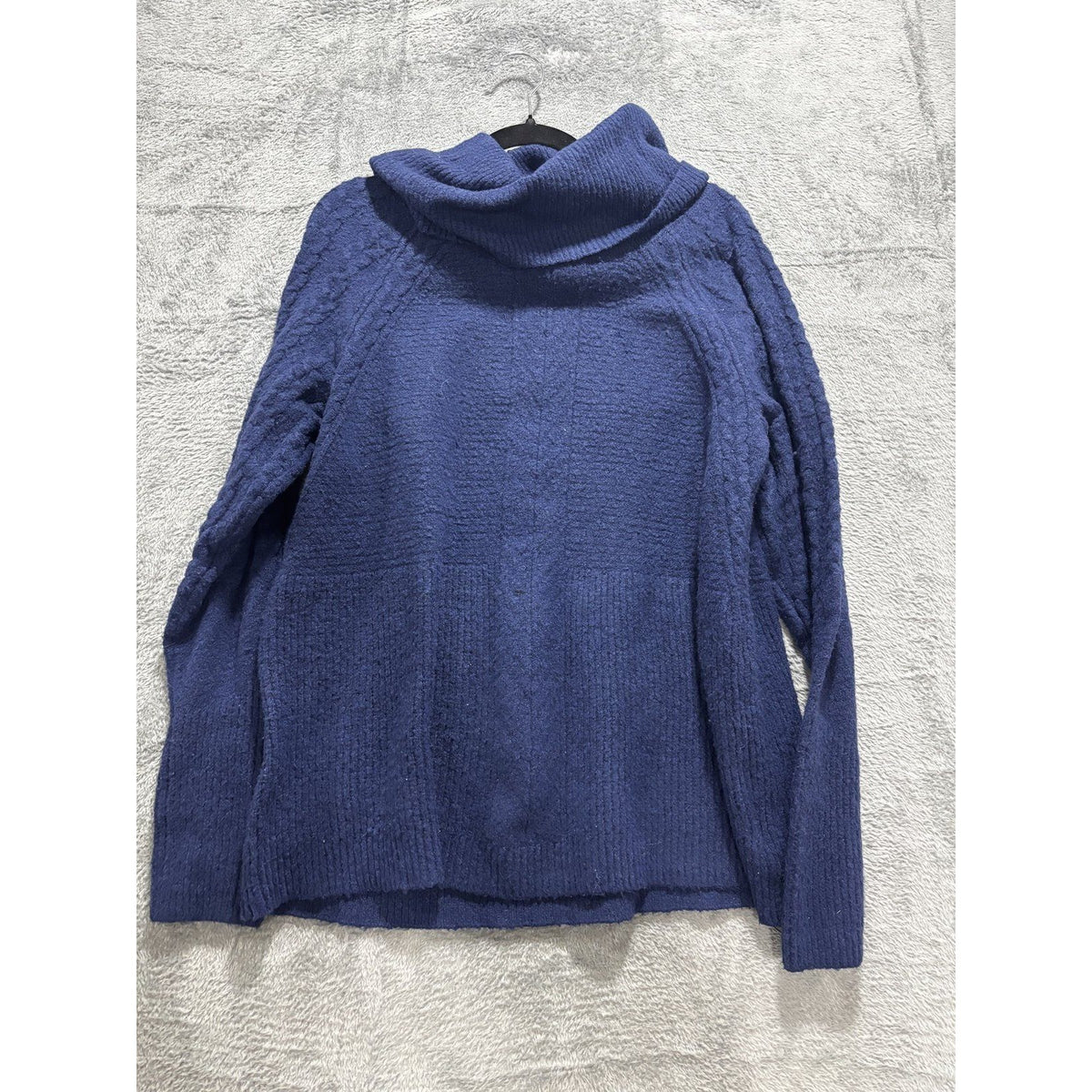 Liz Claiborne Womens XL Navy Blue Cowl Neck Sweater Cable Knit Cozy