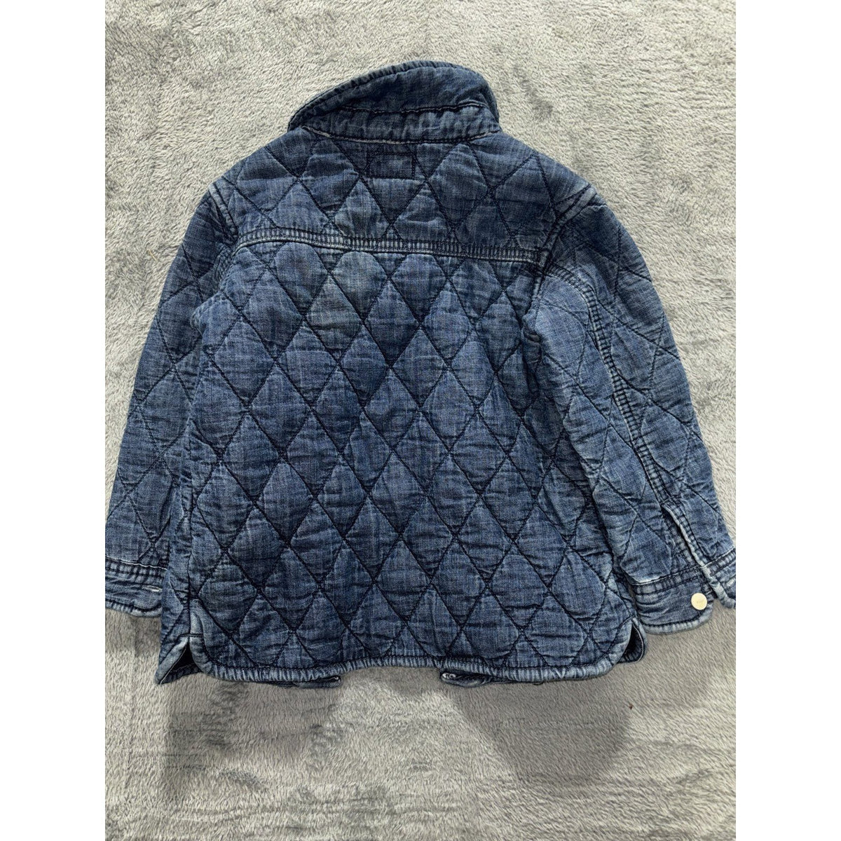 OshKosh B'gosh Toddler Boy 3T Shirt Jacket Blue Denim Quilted Lined Snap