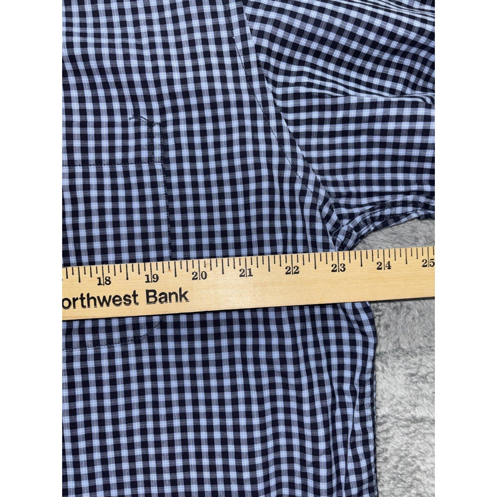 Brooks Brothers Mens L Navy Light Blue Gingham Long Sleeve Button Down Shirt