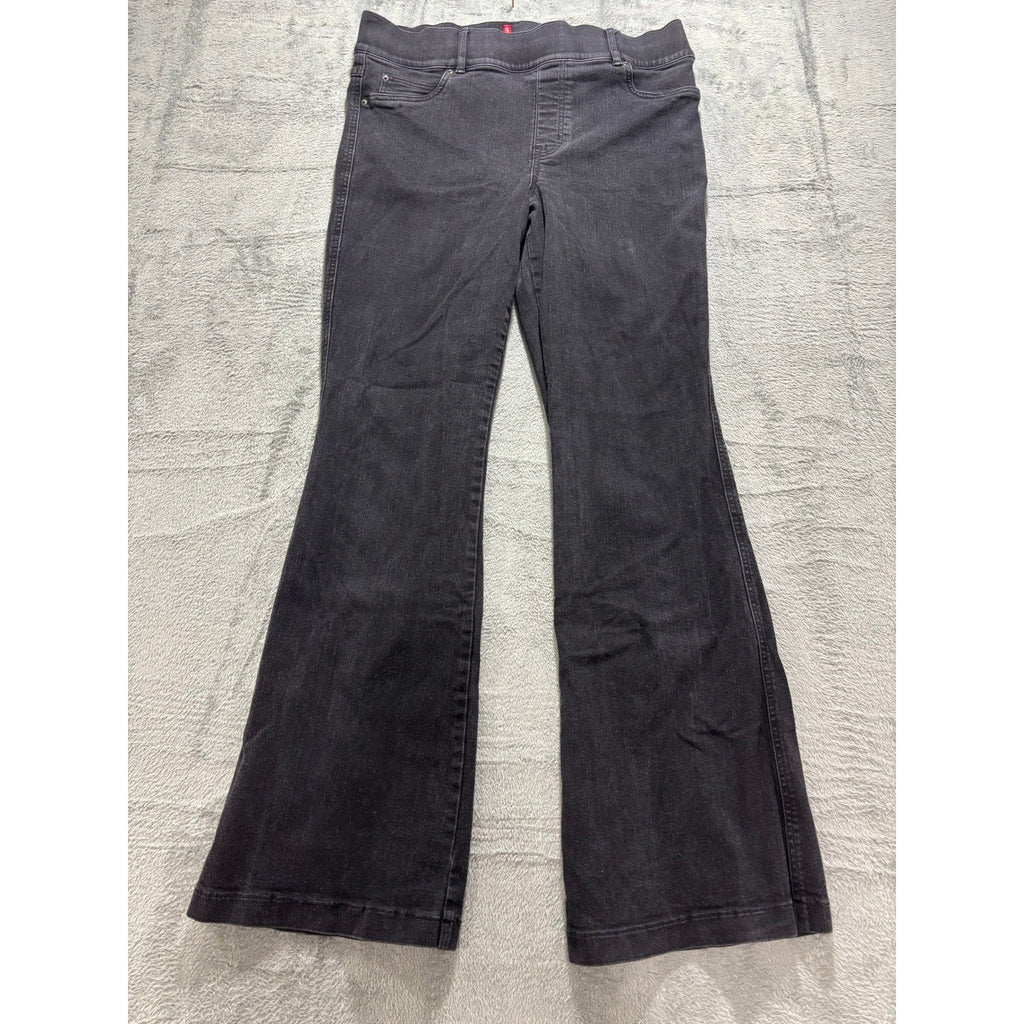 Spanx Womens 1X Black Flare Jeans High Rise Pull On Denim Slimming Casual Boho
