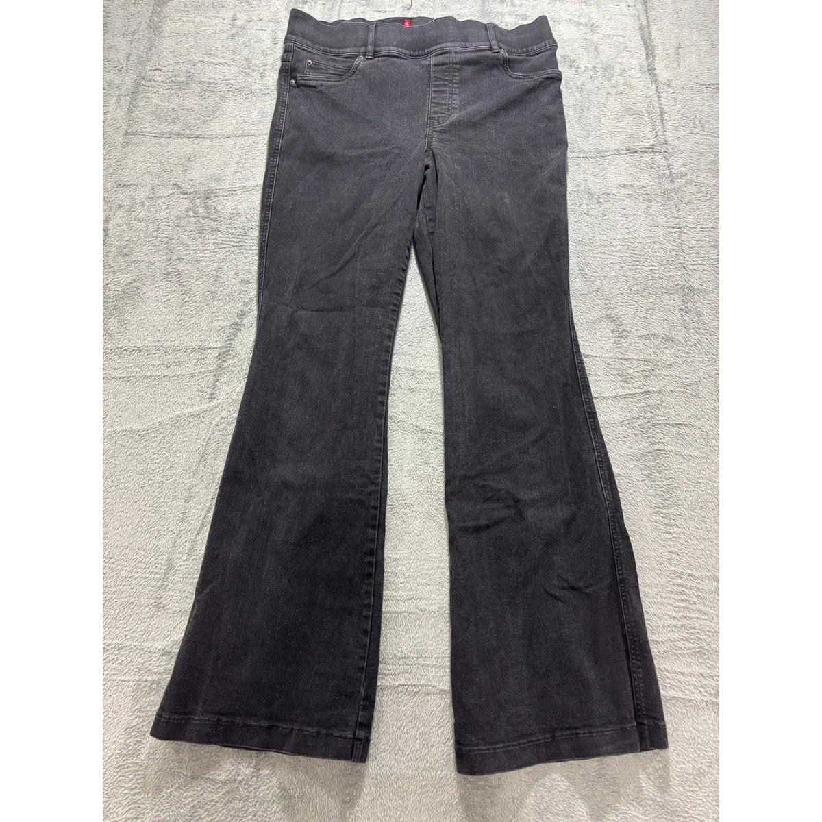 Spanx Womens 1X Black Flare Jeans High Rise Pull On Denim Slimming Casual Boho