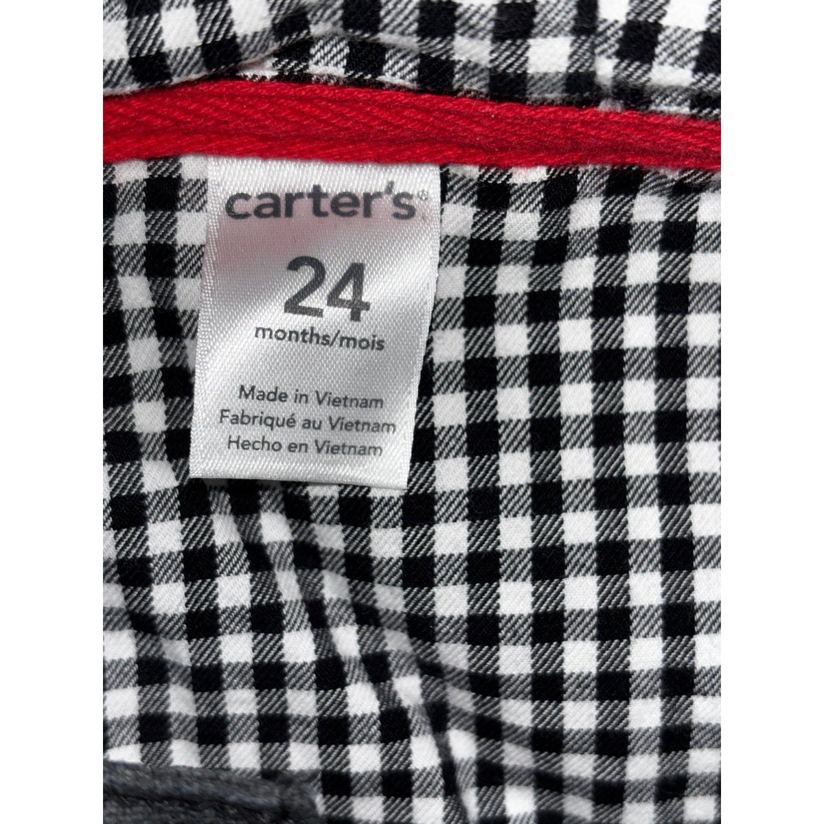 Carter's Baby 24M Hooded Jacket Coat Black Gingham Lined Snap Front