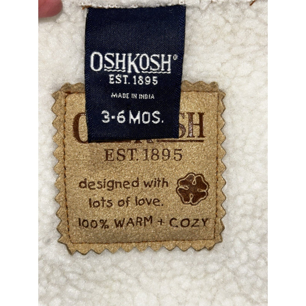 OshKosh B'gosh Baby 3-6M Jacket Coat Brown Sherpa Collar Lined Button Front