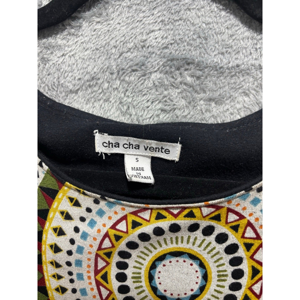 Cha Cha Vente Womens S Black Geometric Mandala Print Boho Festival Mini Dress