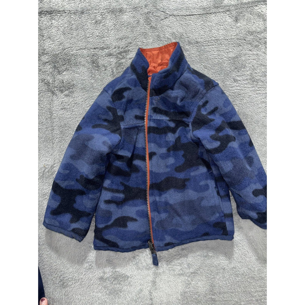 Carter's Toddler Boy 2T 3-in-1 Jacket Coat Navy Blue Camo Fleece Orange