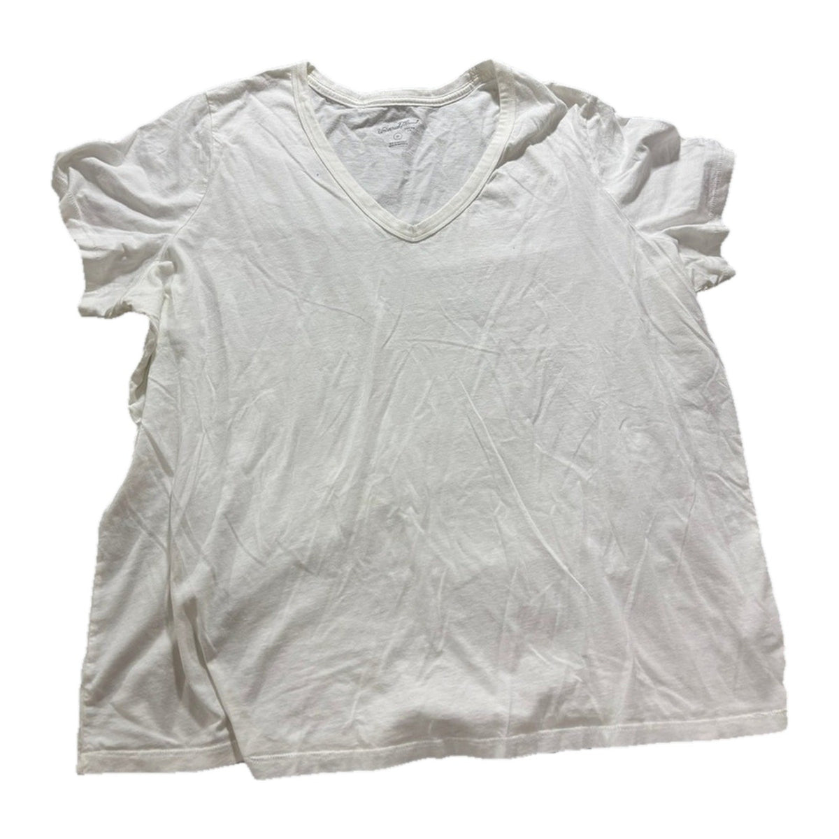 Universal Thread 2X White Womens V-Neck Short Sleeve T-Shirt Casual Minimalist