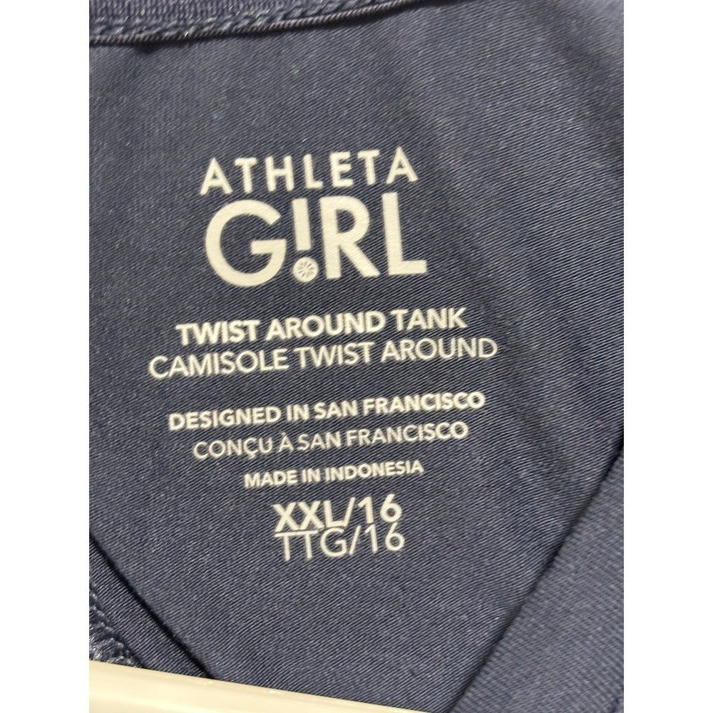 Athleta Girl XXL/16 Navy Blue Twist Around Tank Top Girls Athleisure Casual Yoga
