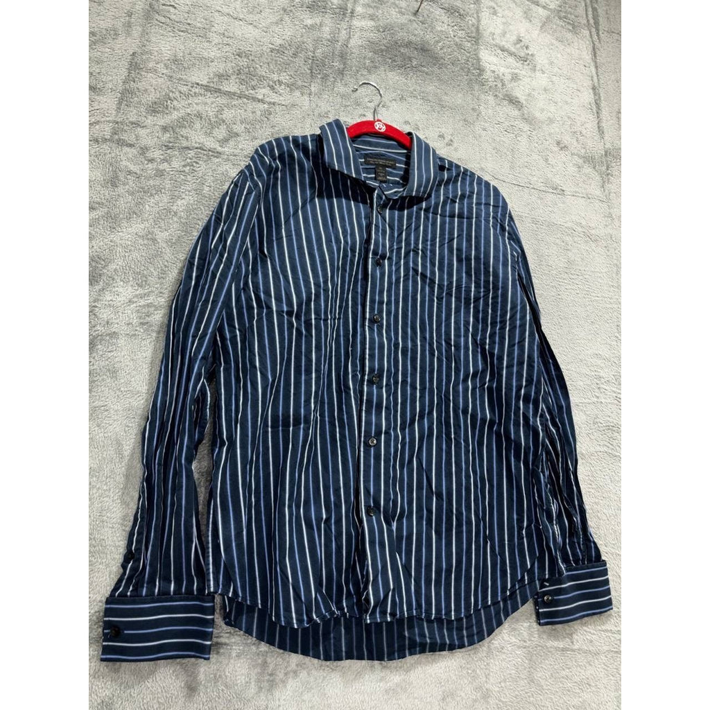 Express Men's Navy Striped Dress Shirt Size XL, photo 3 of 9