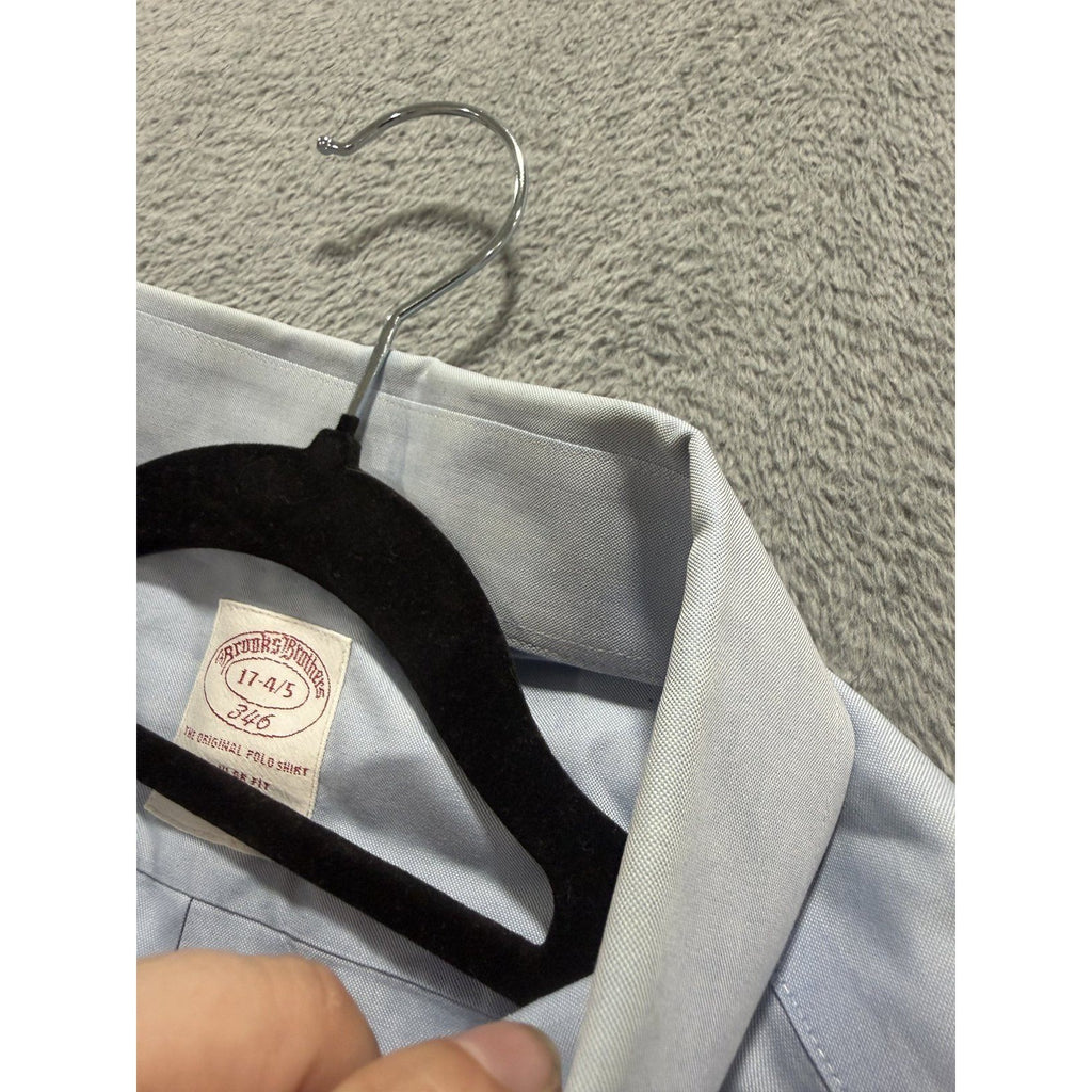 Brooks Brothers Mens 17-4/5 Light Blue Non-Iron Button Down Dress Shirt Preppy