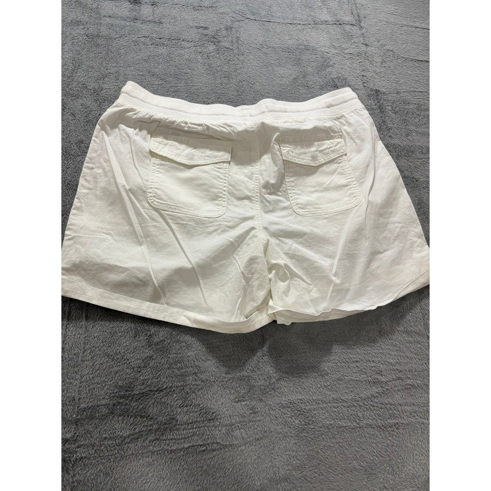 Sonoma 16 Womens White Cargo Shorts Casual Boho Cotton Stretch Drawstring 5"